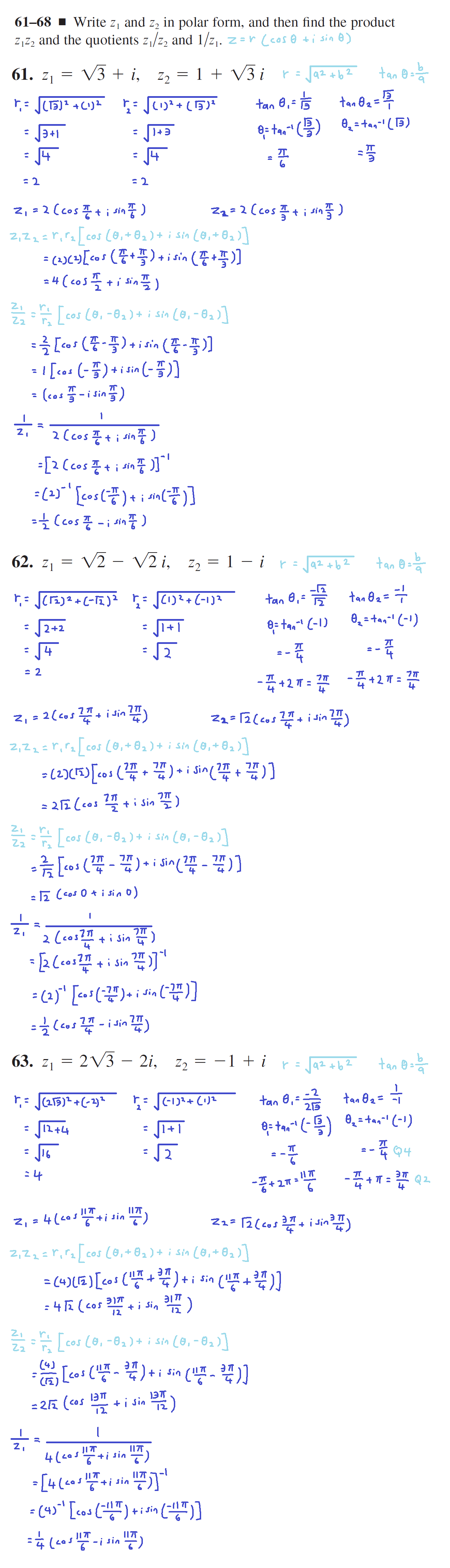 2.6 - Polar Form Of Complex Numbers; De Moivre’s Theorem
